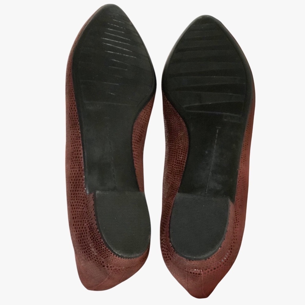 Vaneli Ganet Burgundy Leather Lizard Embossed Pointed Toe Flats Shoes 10N - Picture 5 of 9